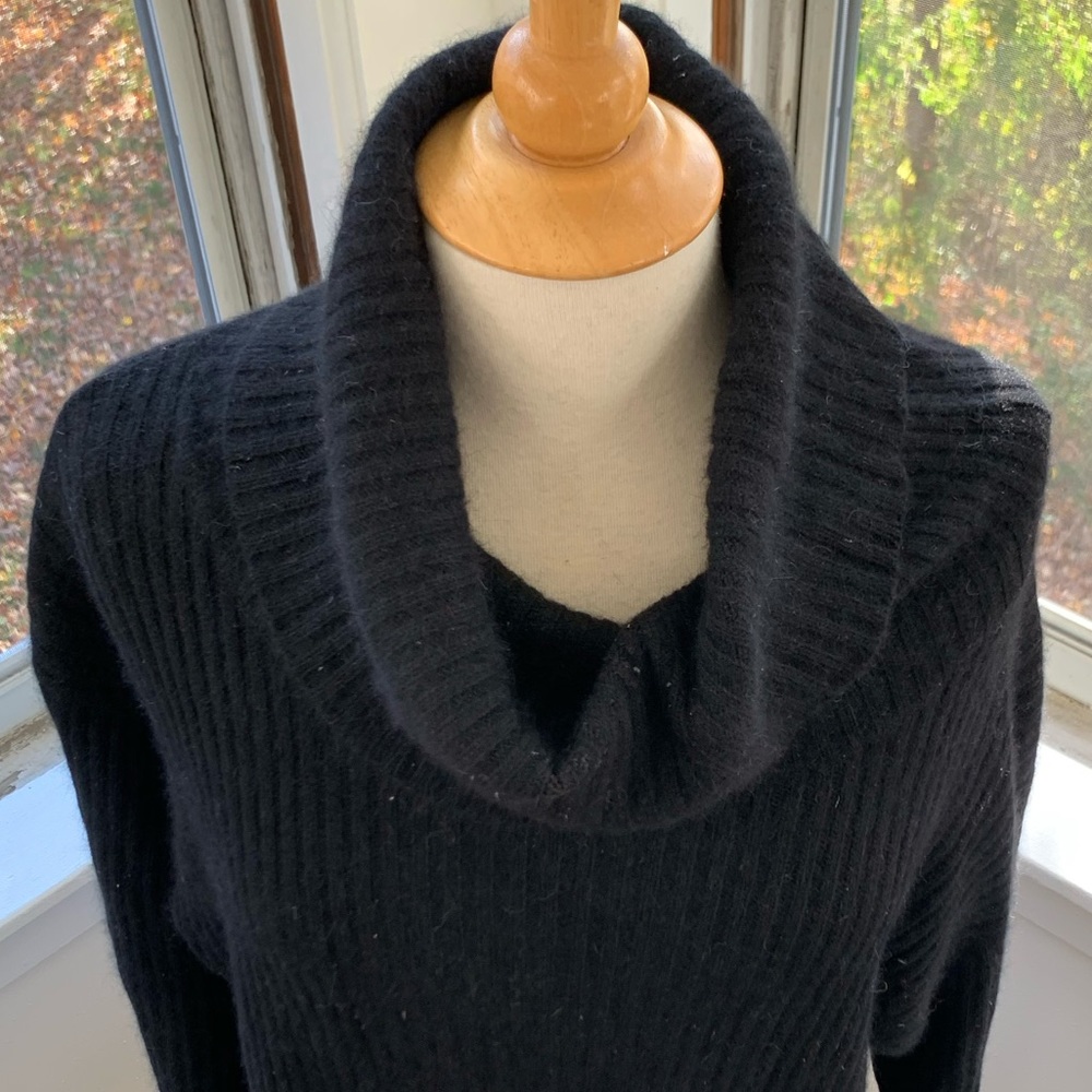 RAFAELLA soft black ribbed angora cowl neck
